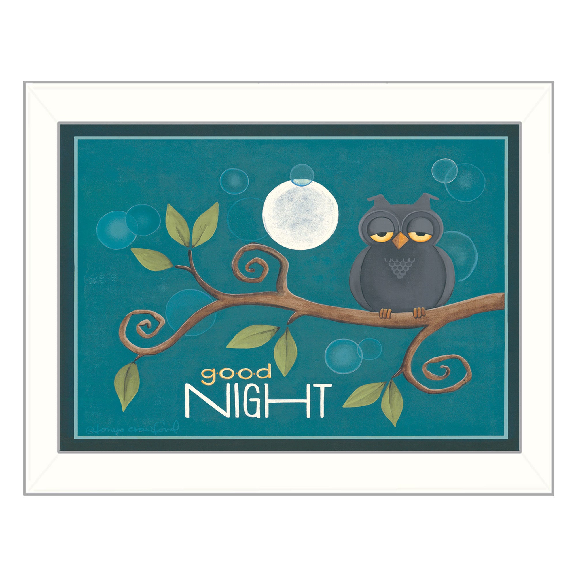 "Good Night" By Tonya Crawford, Printed Wall Art, Ready To Hang Framed Poster, White Frame