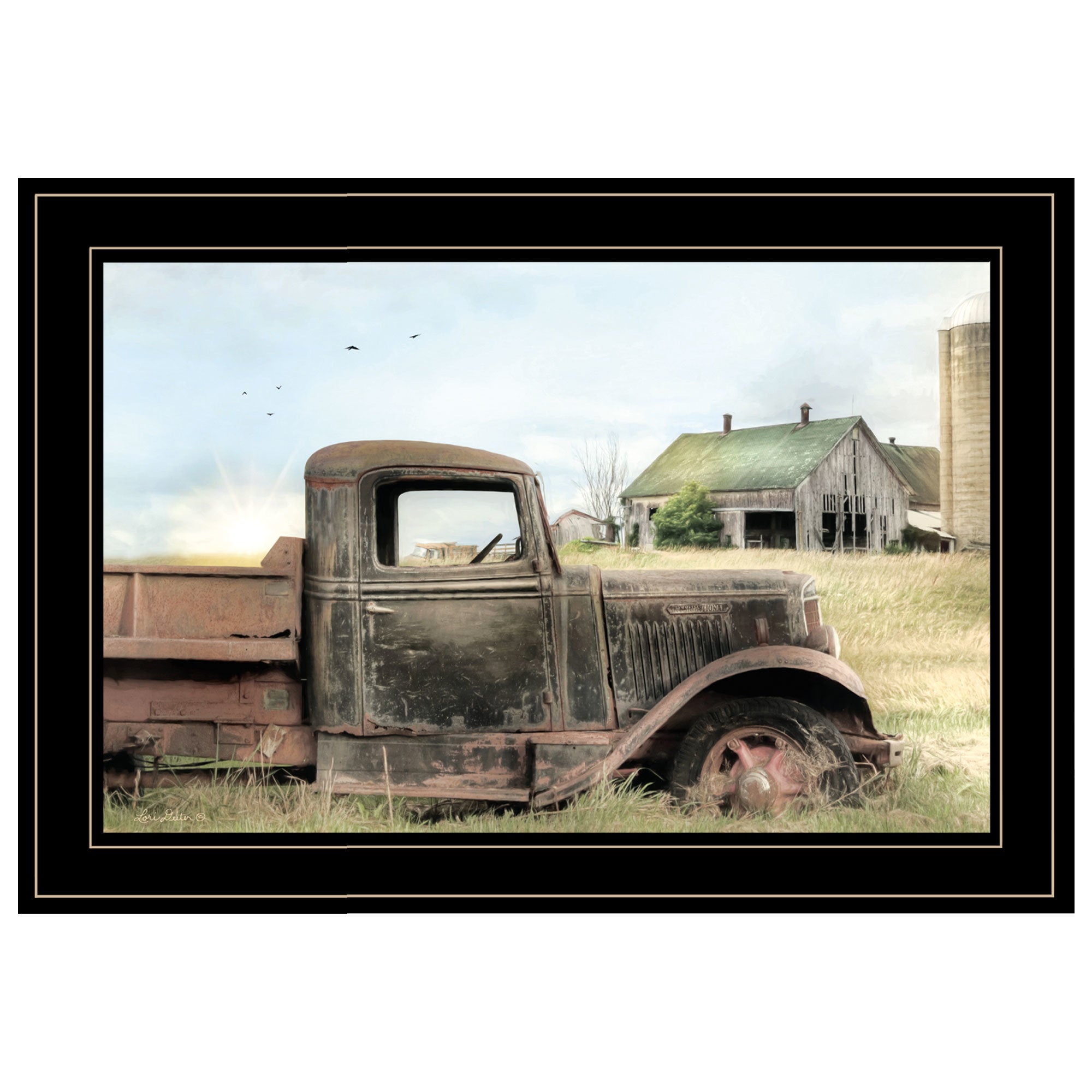 "Vintage Farm Trucks I" by Lori Deiter, Ready to Hang Framed Print, Black Frame