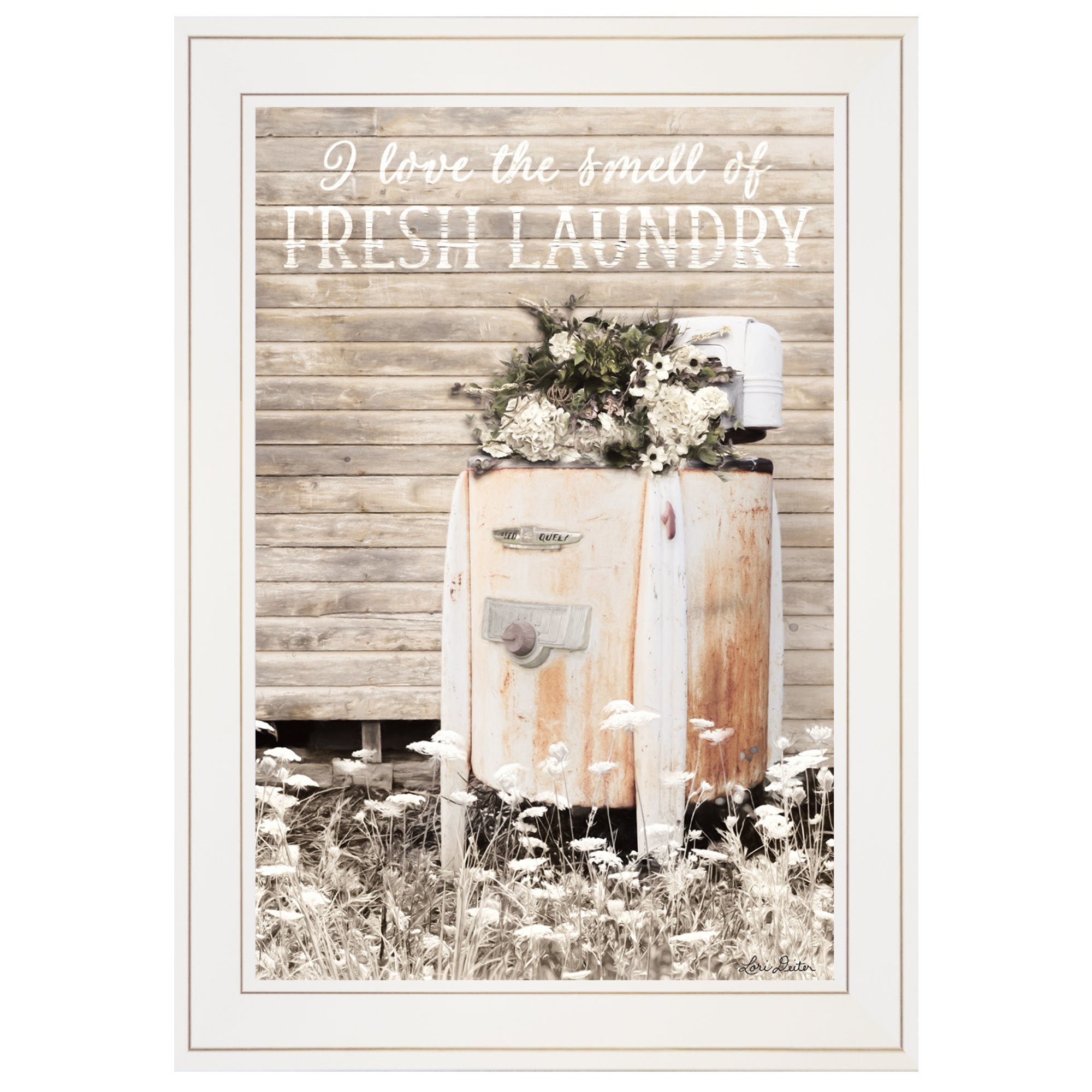 "Fresh Laundry" by Lori Deiter, Ready to Hang Framed Print, White Frame