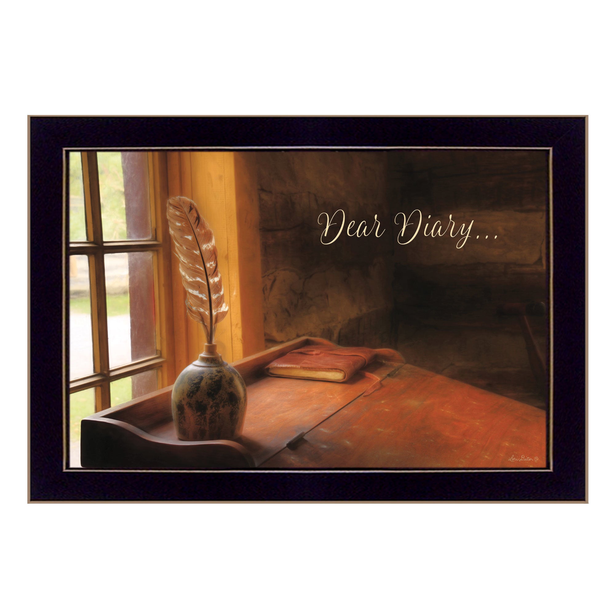 "Dear Diary" By Lori Deiter, Printed Wall Art, Ready To Hang Framed Poster, Black Frame