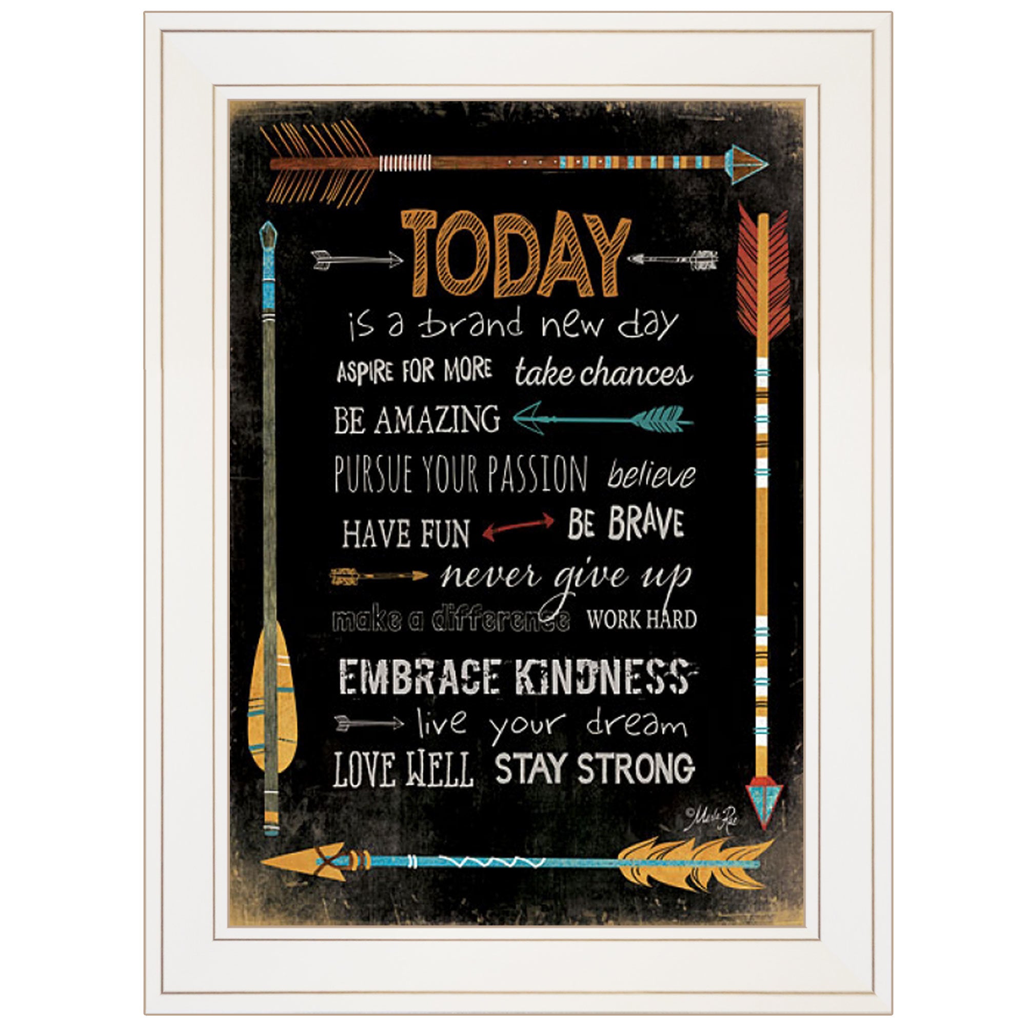 "Today Is a Brand New Day" by Marla Rae, Ready to Hang Framed Print, White Frame