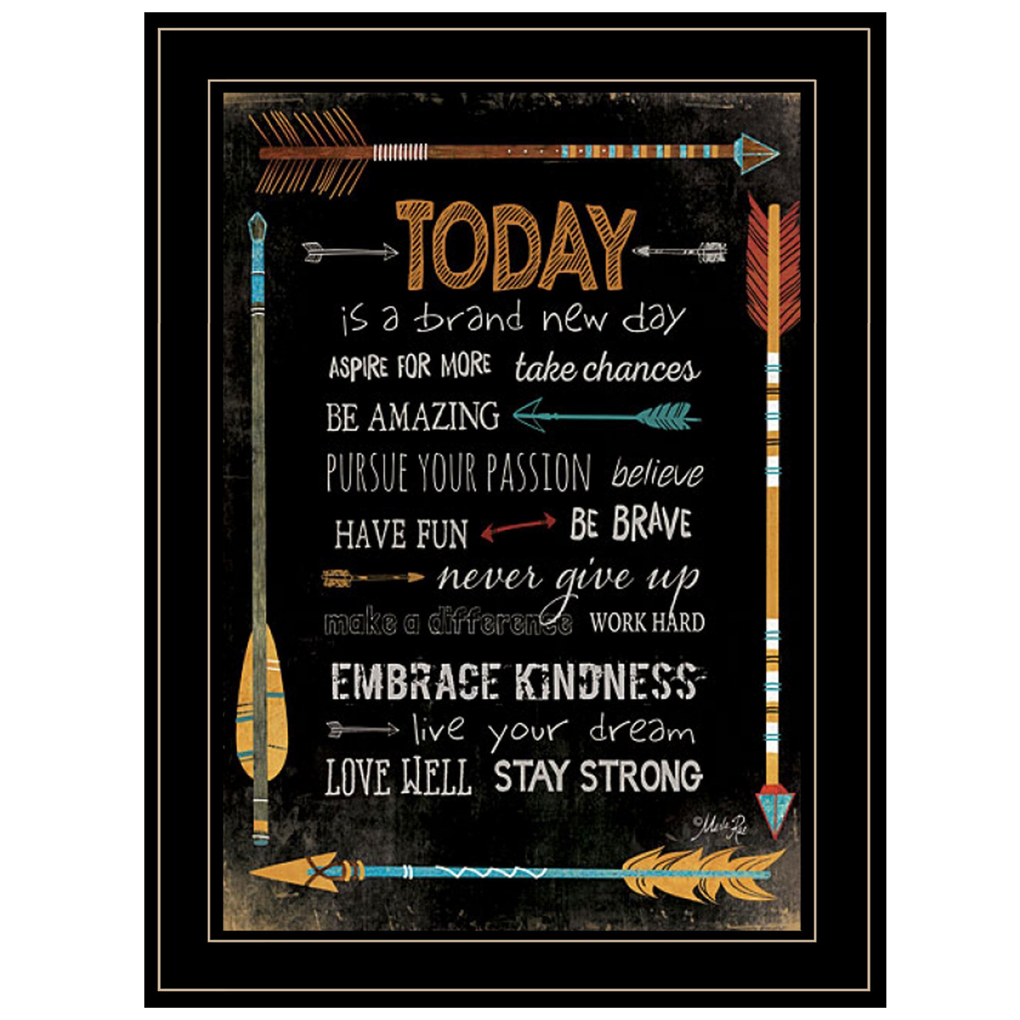 "Today Is a Brand New Day" by Marla Rae, Ready to Hang Framed Print, Black Frame