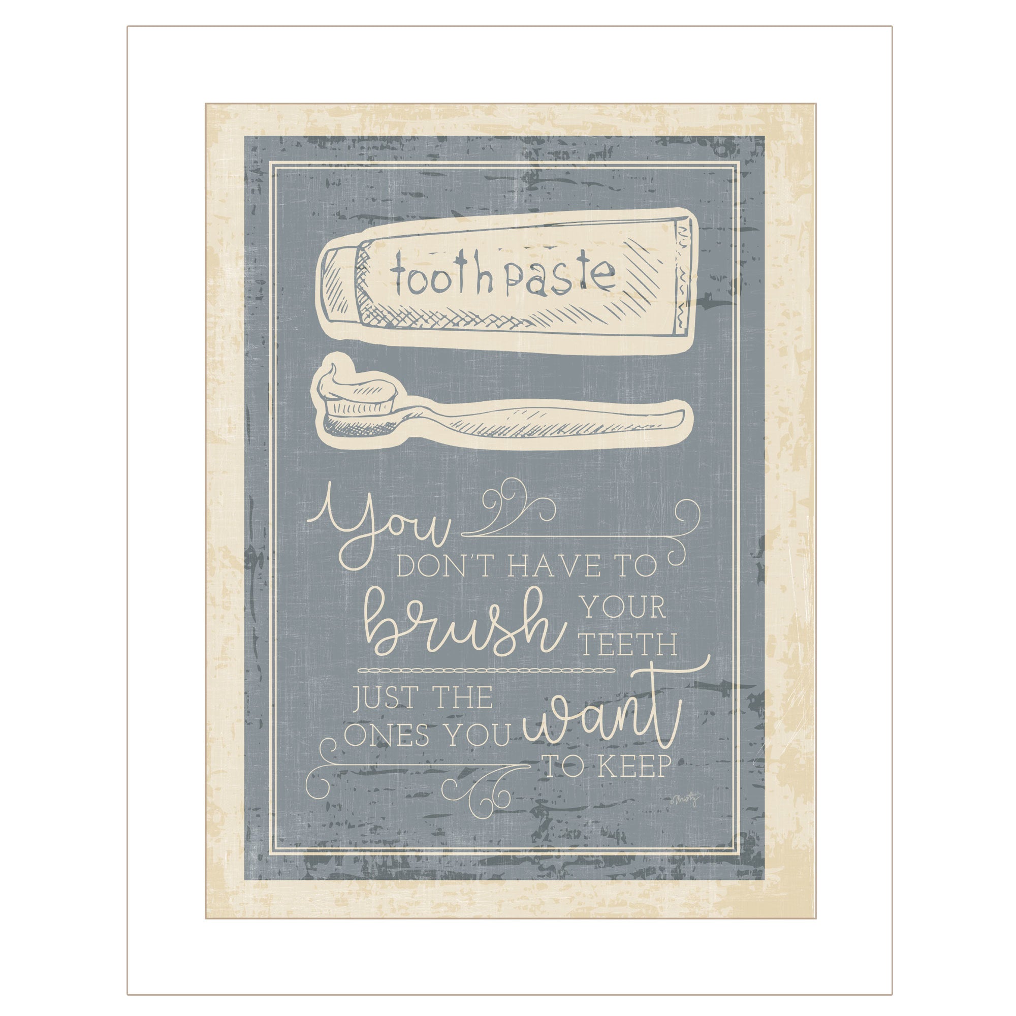 "Brush Teeth" by Misty Michelle, Ready to Hang Framed Print, White Frame