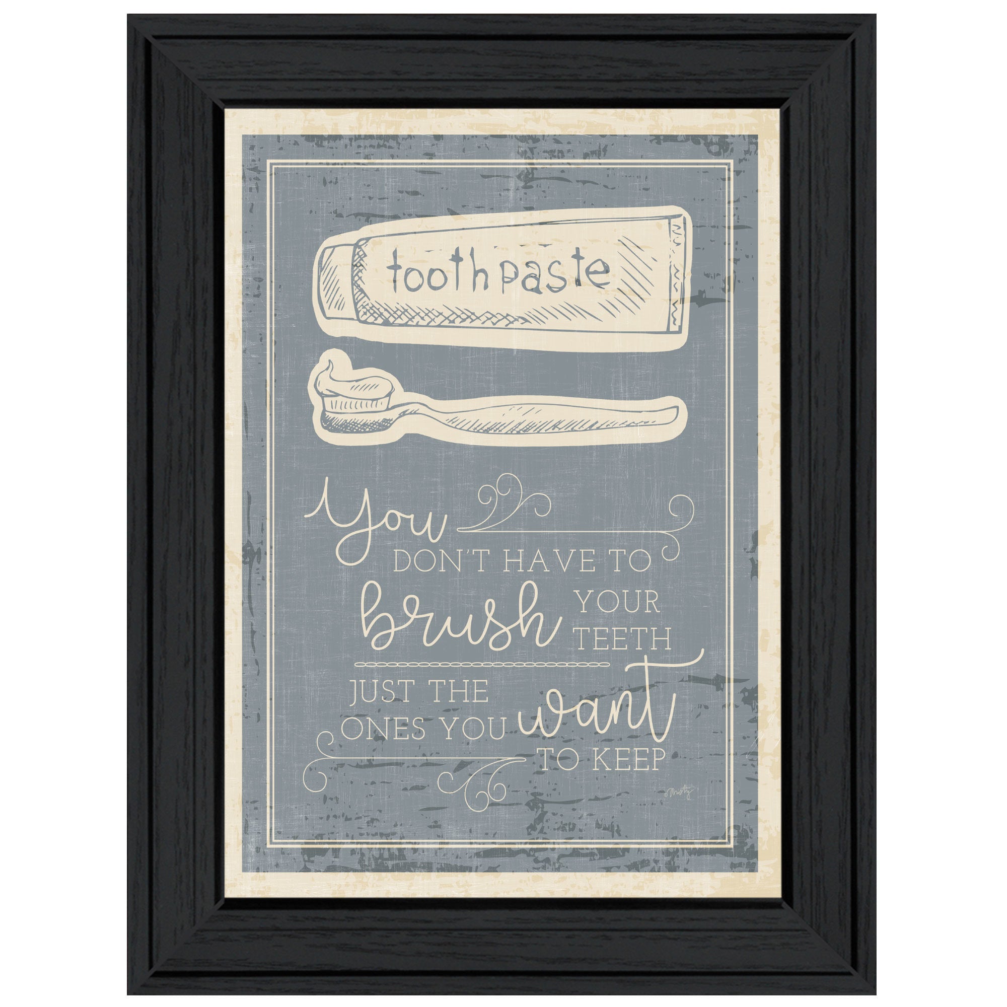 "Brush Teeth" by Misty Michelle, Ready to Hang Framed Print, Black Frame