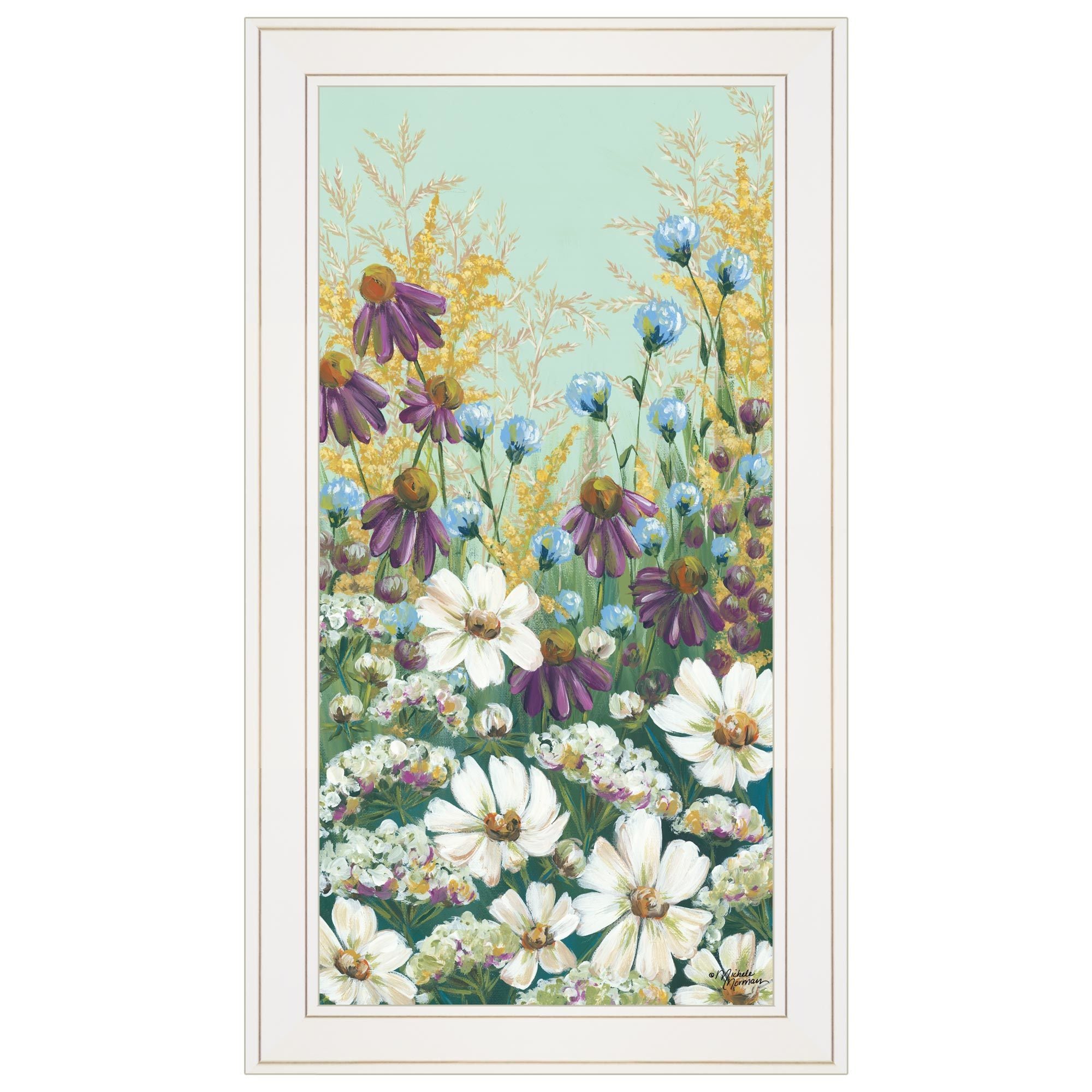 "Floral Field Day" by Michele Norman, Ready to Hang Framed Print, White Frame