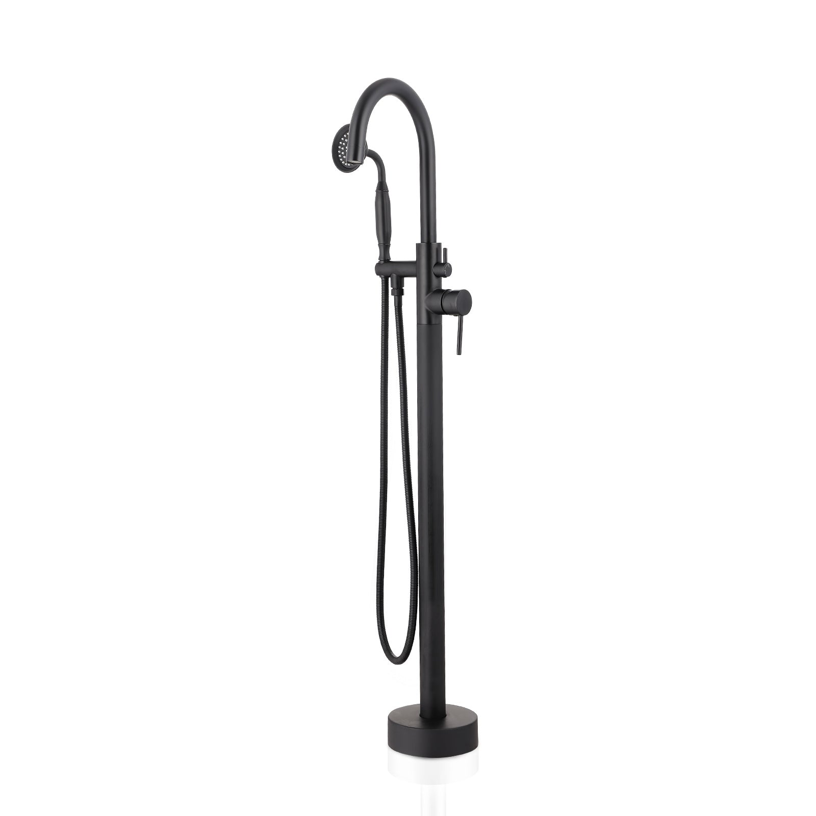 Freestanding Tub Filler Bathtub Faucet Matte Black with Hand Held Shower Floor-Mount