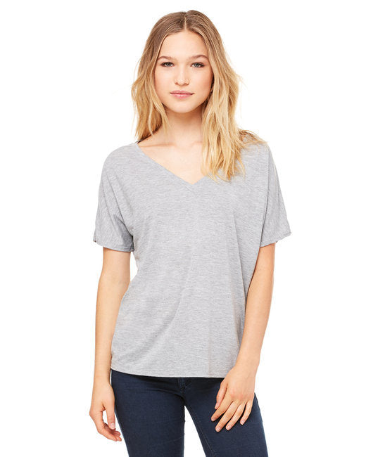 Ladies' Slouchy V-Neck T-Shirt - BLACK - S