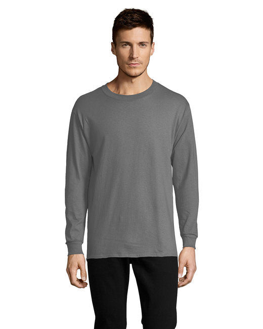 Men's 5.2 oz. ComfortSoft® Cotton Long-Sleeve T-Shirt - WHITE - S
