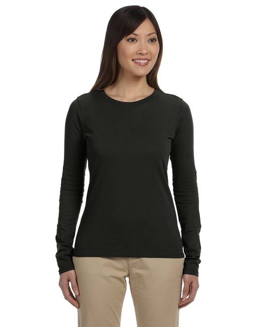 Ladies' 4.4 oz.; 100% Organic Cotton Classic Long-Sleeve T-Shirt - BLACK - S