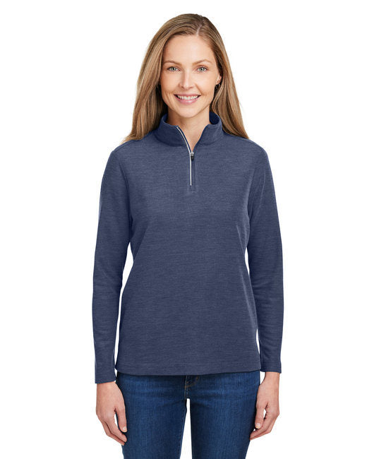 Ladies' Fusion ChromaSoft™ Pique Quarter-Zip - BLACK - XS