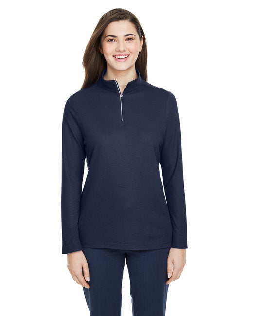 Ladies' Fusion ChromaSoft™ Pique Quarter-Zip - BLACK - XS