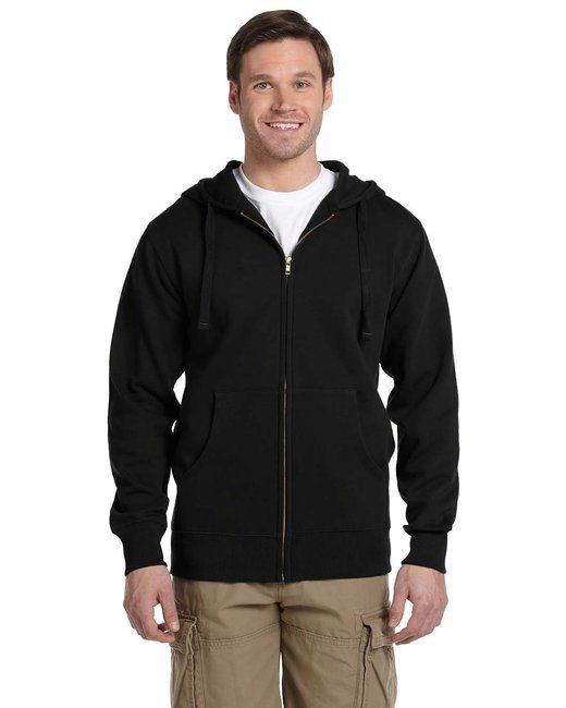 Men's Organic/Recycled Full-Zip Hooded Sweatshirt - BLACK - 2XL