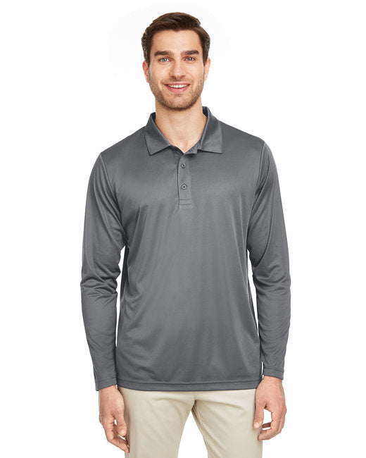 Men's Zone Performance Long Sleeve Polo - BLACK - XS