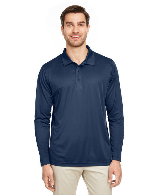 Men's Zone Performance Long Sleeve Polo - BLACK - XS