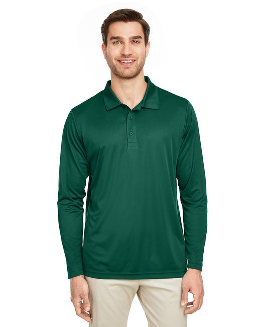 Men's Zone Performance Long Sleeve Polo - BLACK - XS