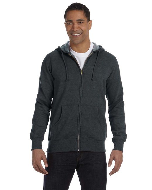 Men's Organic/Recycled Heathered Full-Zip Hooded Sweatshirt - BERRY - S