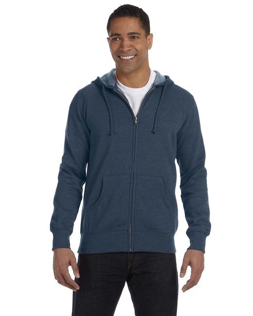 Men's Organic/Recycled Heathered Full-Zip Hooded Sweatshirt - BERRY - S