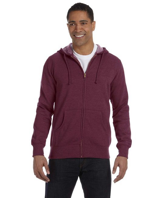 Men's Organic/Recycled Heathered Full-Zip Hooded Sweatshirt - BERRY - S