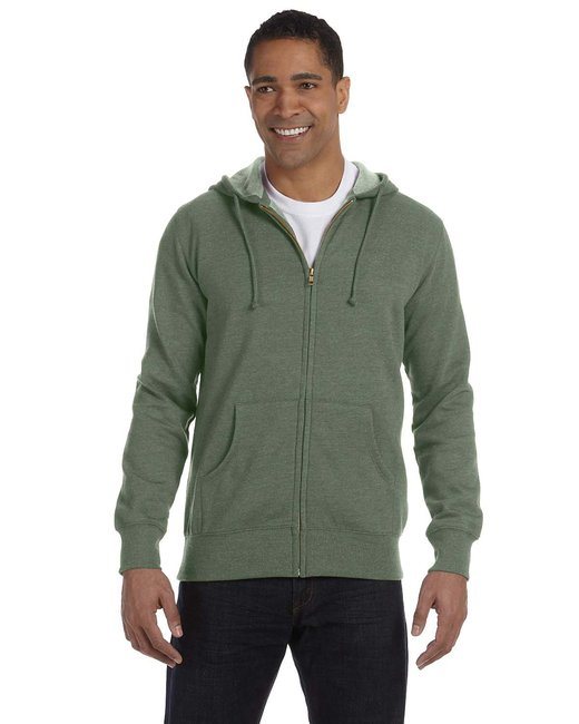 Men's Organic/Recycled Heathered Full-Zip Hooded Sweatshirt - BERRY - S
