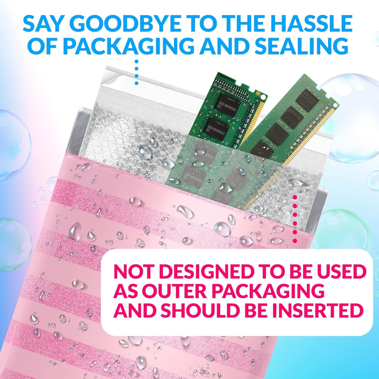 Clear Bubble Out Bags 8 x 15.5; Packaging Bubble Bags for Shipping Pack of 25; Polyethylene Self Seal Bubble Pouches; Bubble Packaging Bags with 3/16'