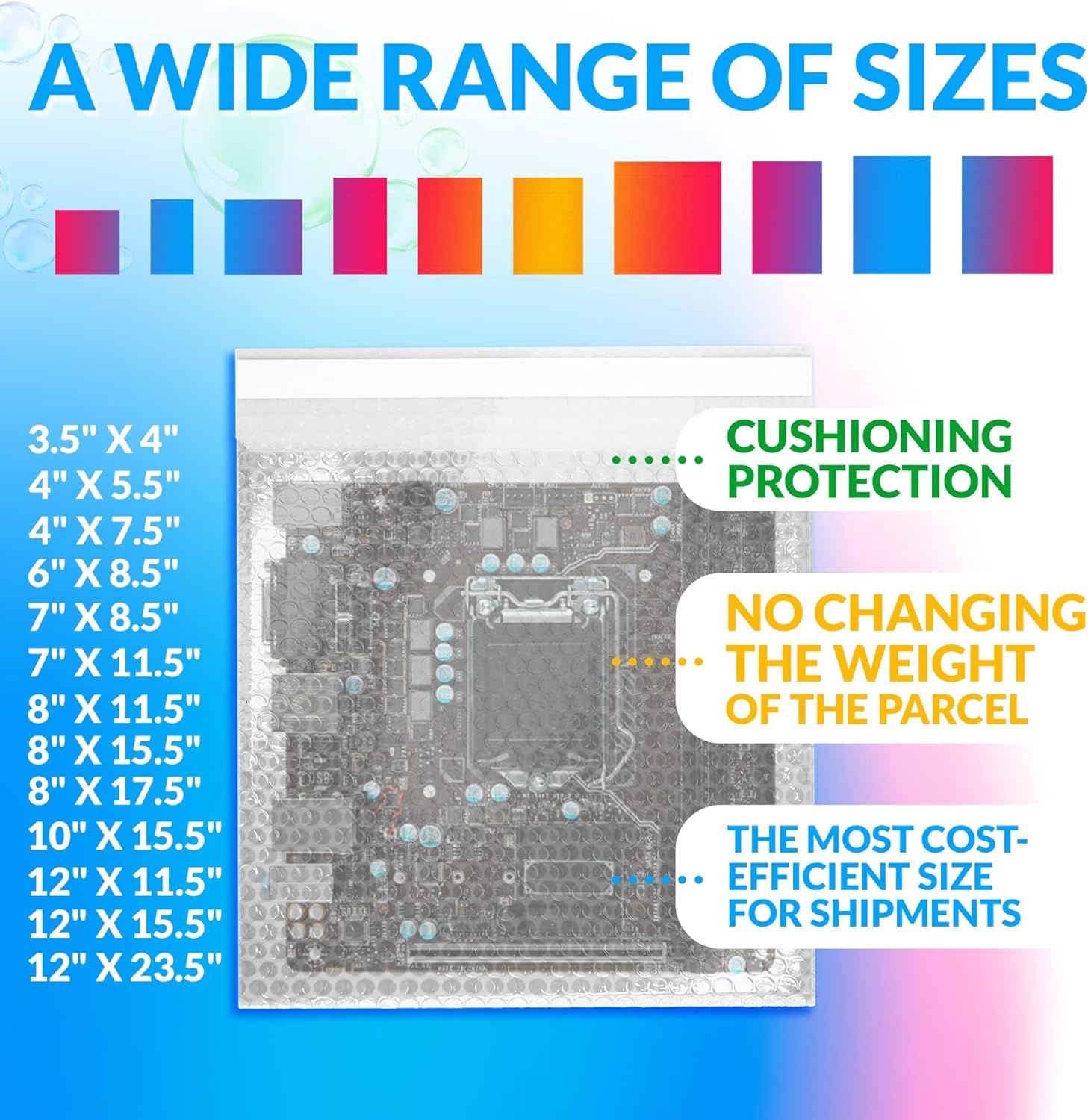 Clear Bubble Out Bags 8 x 15.5; Packaging Bubble Bags for Shipping Pack of 25; Polyethylene Self Seal Bubble Pouches; Bubble Packaging Bags with 3/16'