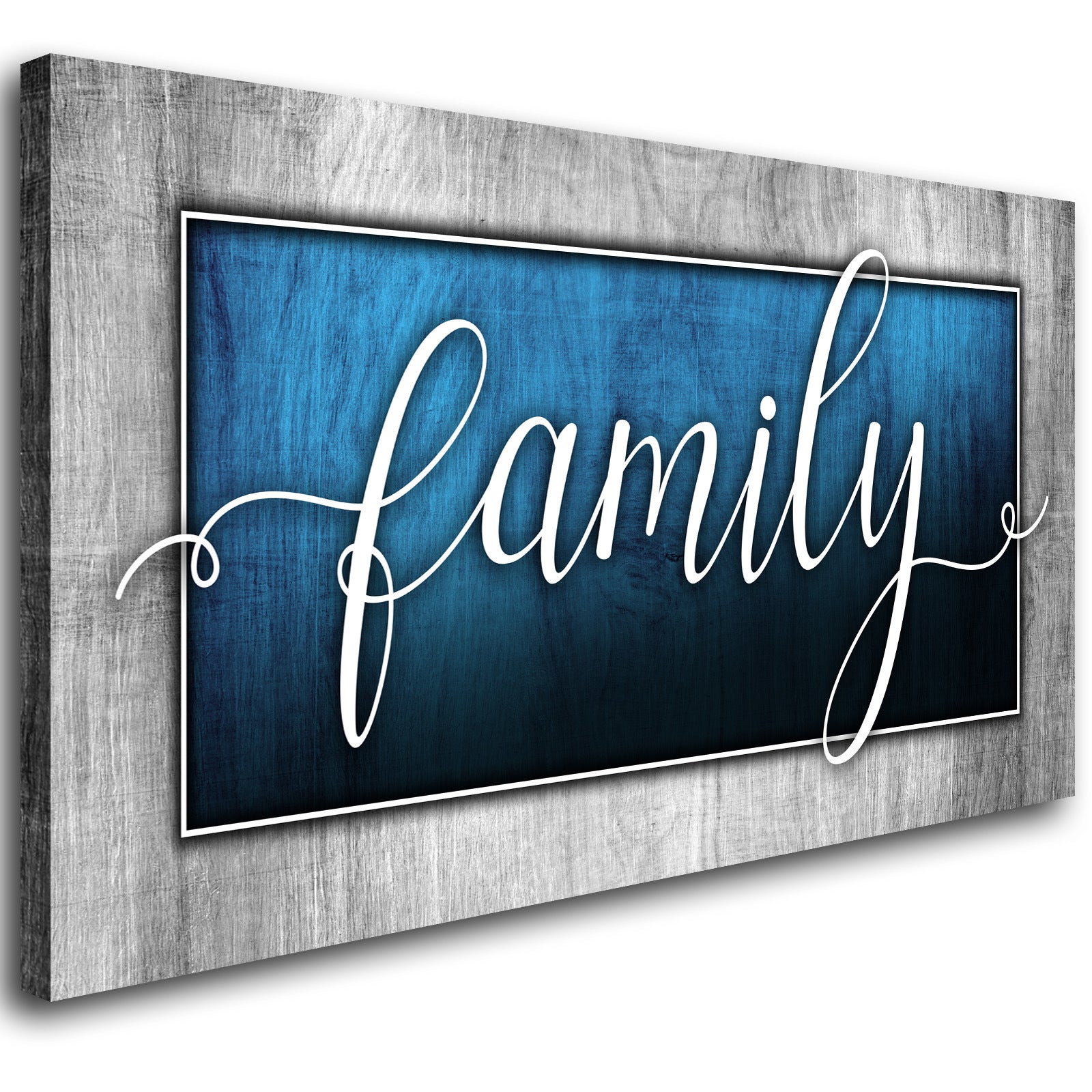 Family Canvas Wall Art-Navy Blue Family Wall Decor-Family Word Sign Canvas Prints Picture Painting Modern Artwork for Bedroom Living Room Home Decoration