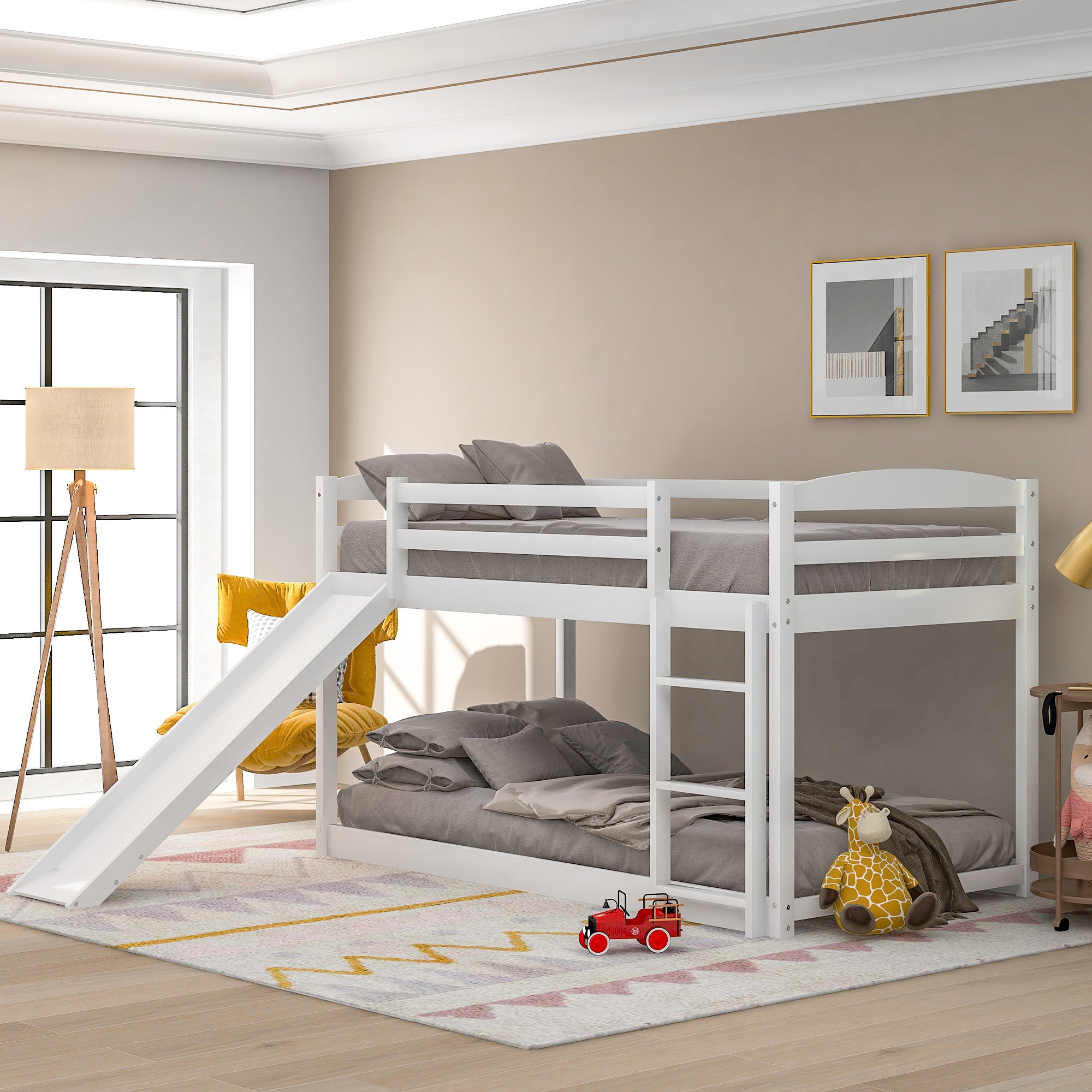 Twin over Twin Bunk Bed with Convertible Slide and Ladder