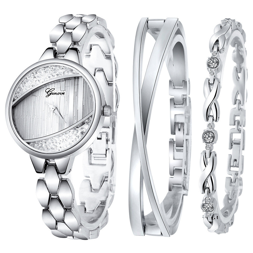 Ladies Luxury Diamond Watch Bracelet Bracelet Three Piece Set