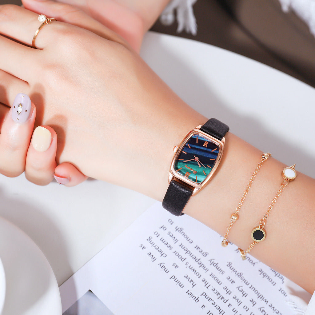 Belt Small Green Watch Quartz Watch Bracelet Combination Set