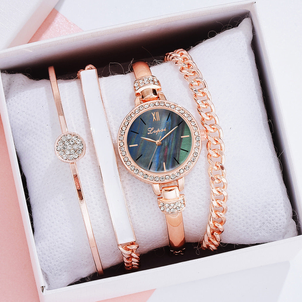 Ladies Quartz Watch Bracelet Combination Set