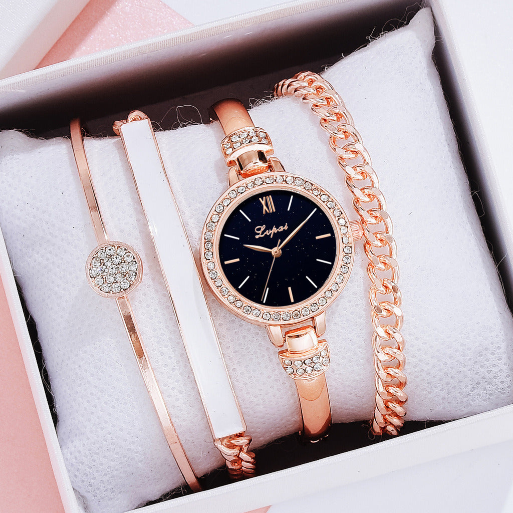 Ladies Quartz Watch Bracelet Combination Set