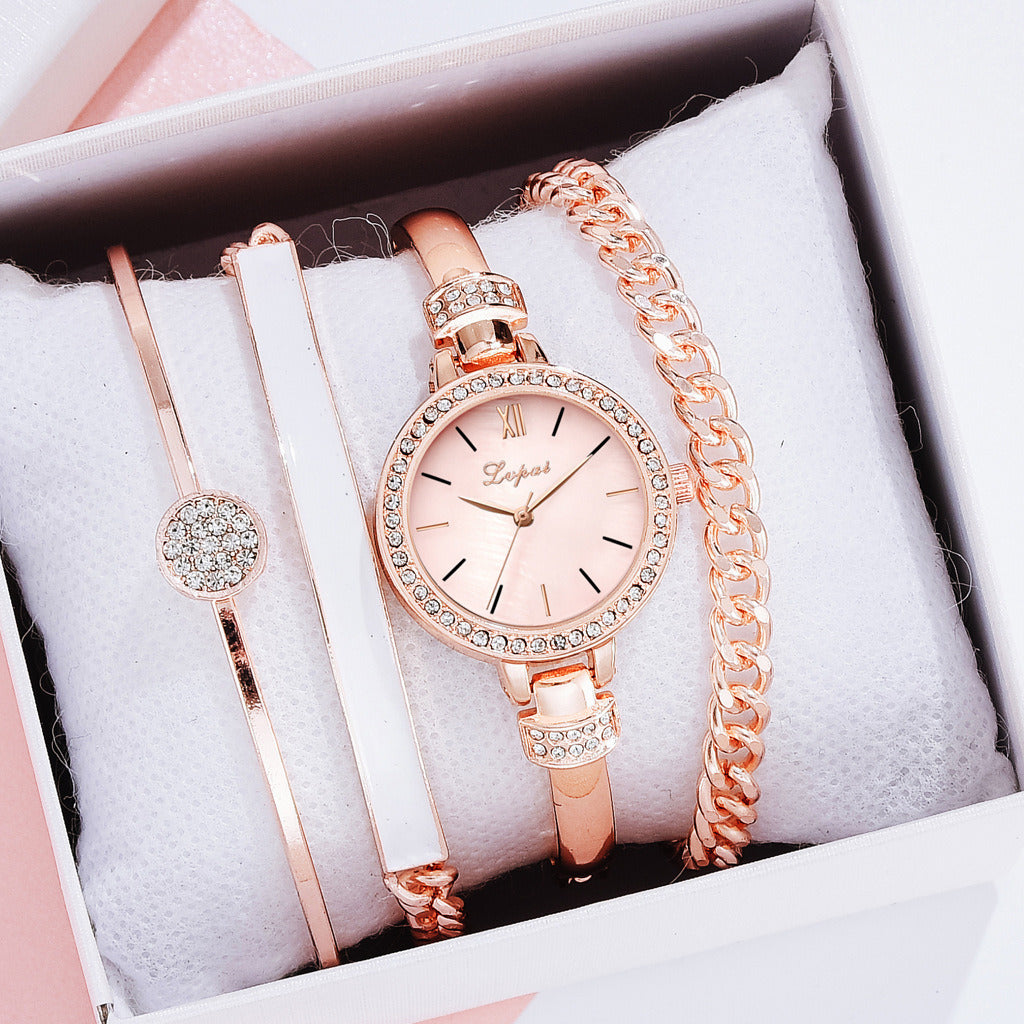 Ladies Quartz Watch Bracelet Combination Set