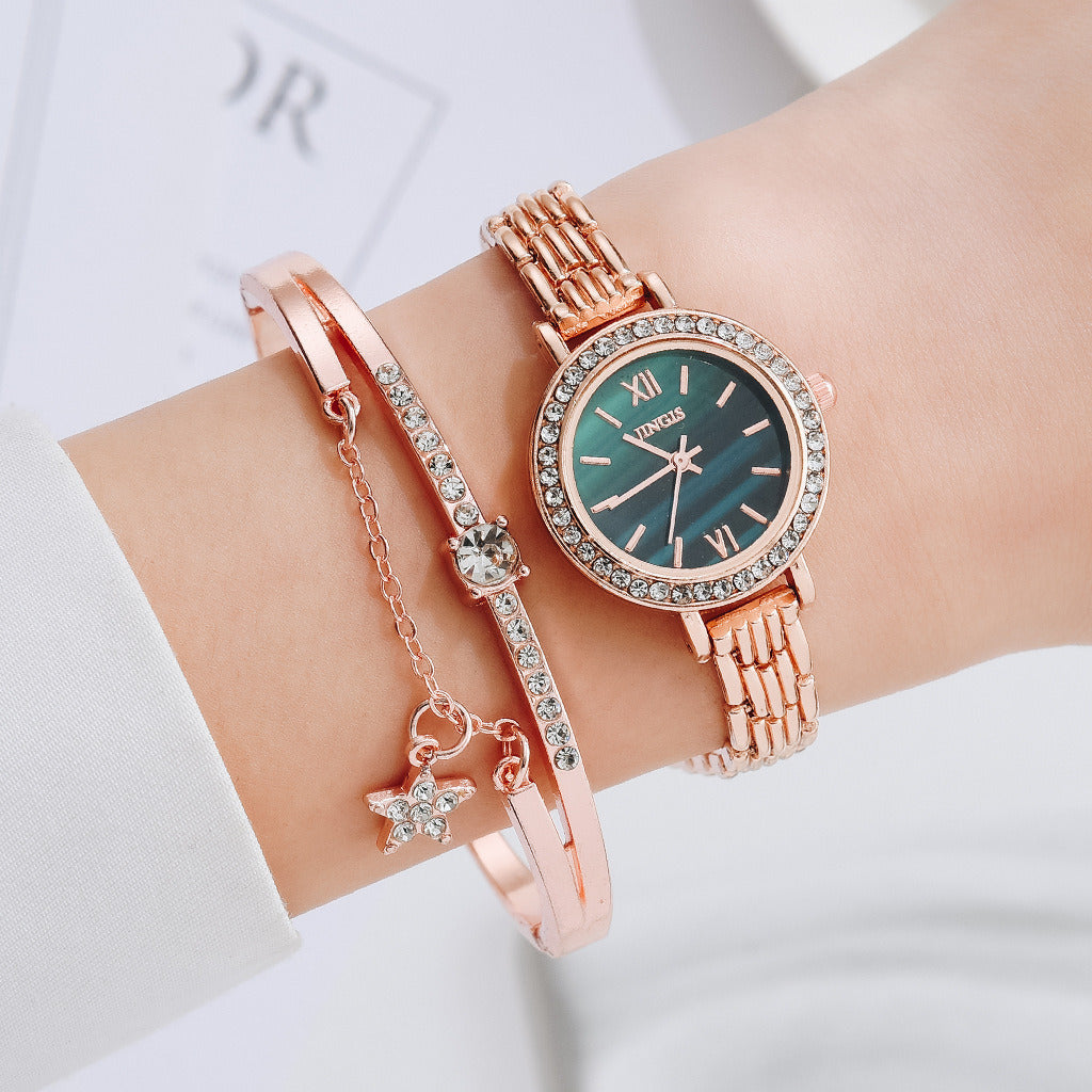 Ladies Quartz Watch Star Bracelet Fashion Combination Set