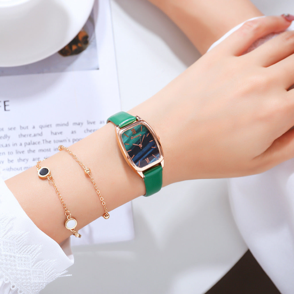 Belt Small Green Watch Quartz Watch Bracelet Combination Set