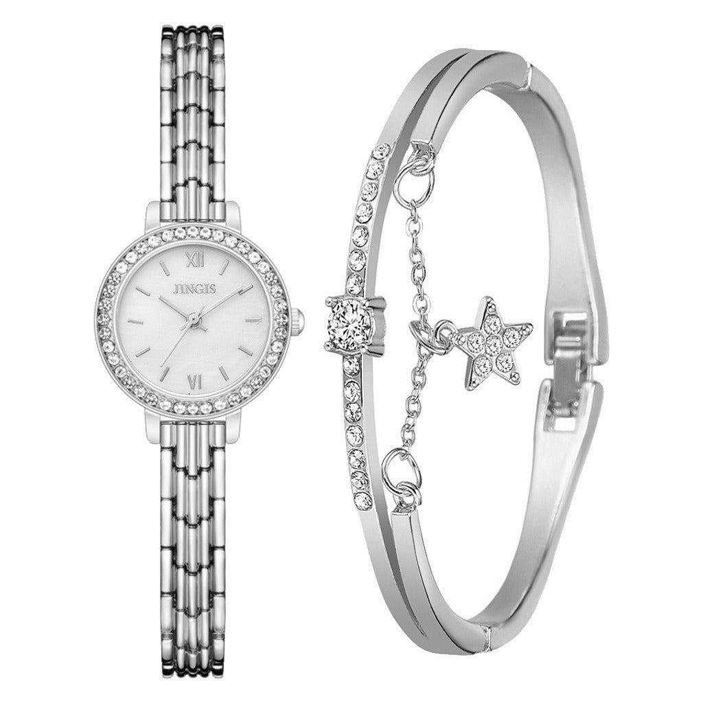 Ladies Quartz Watch Star Bracelet Fashion Combination Set