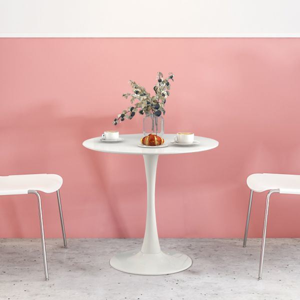 31.5"H White Tulip Table Mid-Century Dining Table with Round MDF Table Top; Pedestal Dining Table; End Table Leisure Coffee Table XH