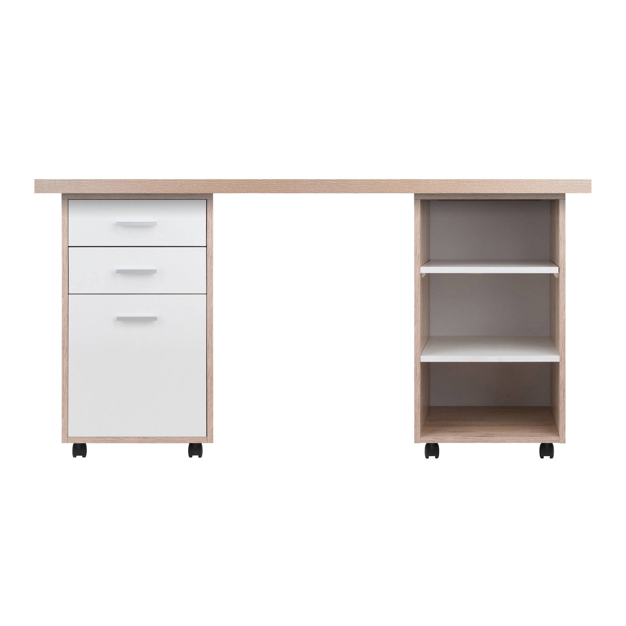 Kenner 3-Pc Modular Desk Set; Reclaimed Wood and White