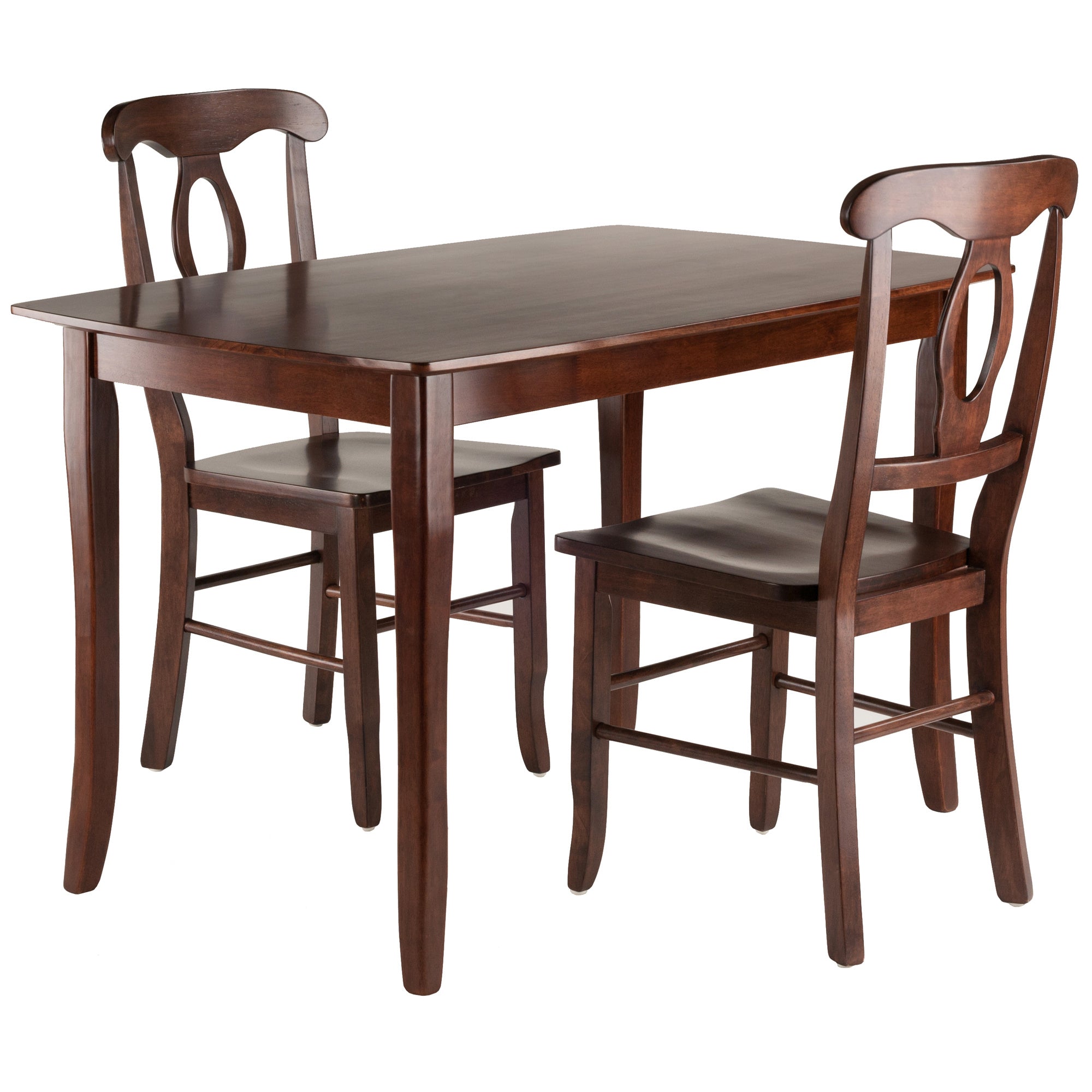 Inglewood 3-Pc Dining Table with Key Hole Chairs; Walnut