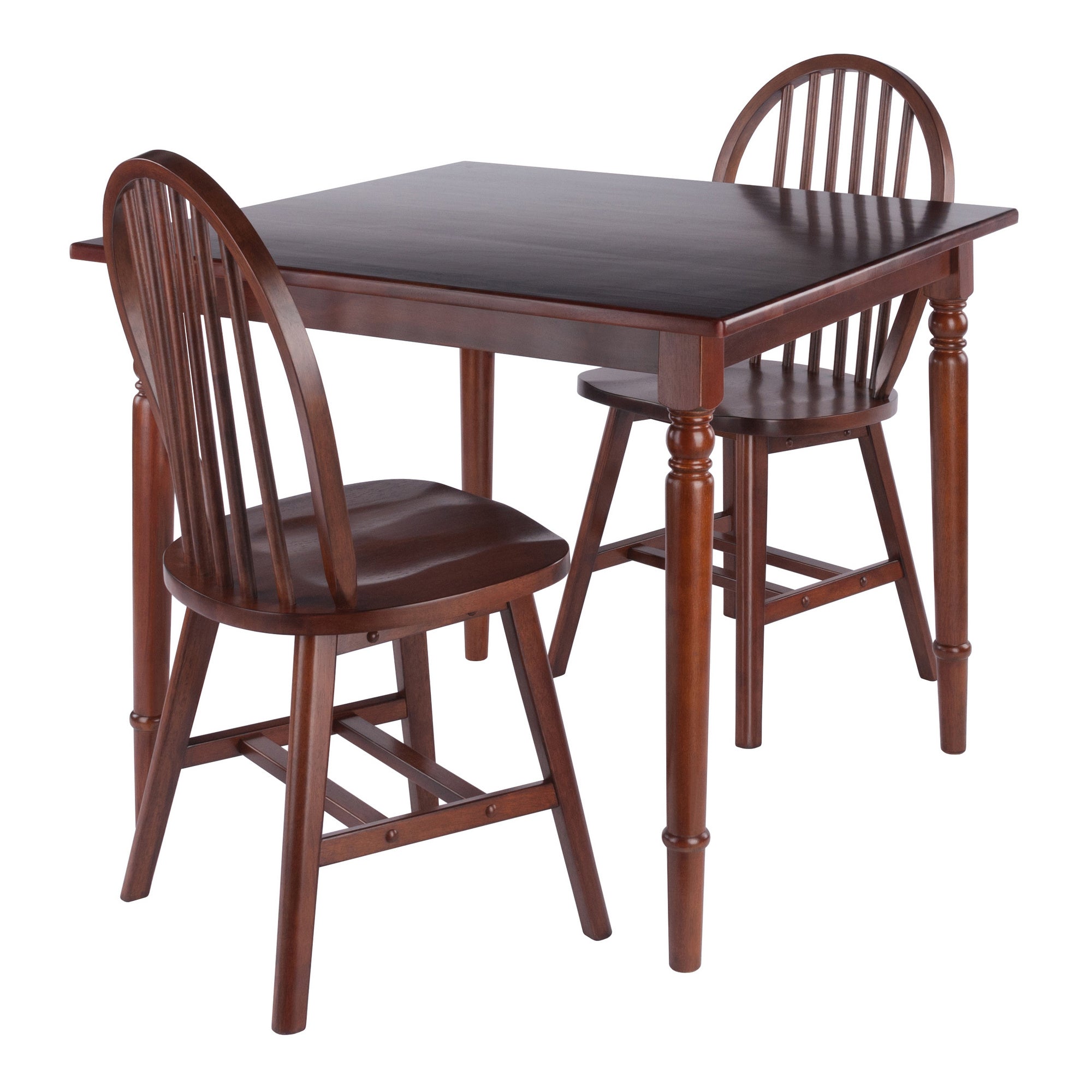 Mornay 3-Pc Dining Table with Windsor Chairs; Walnut