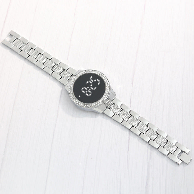 Diamond LED new Korean version simple steel strap LED ladies watch