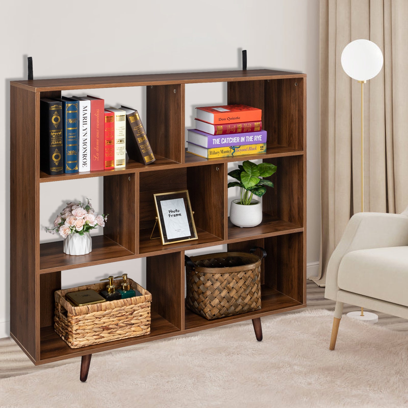 Wood Bookcase,Storage Shelves Stand Bookshelf for Entryway, Hallway, Living Room,Home Office Furniture (Bookcase)