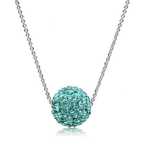 VL059 - Rhodium Brass Chain Pendant with Top Grade Crystal in Sea Blue