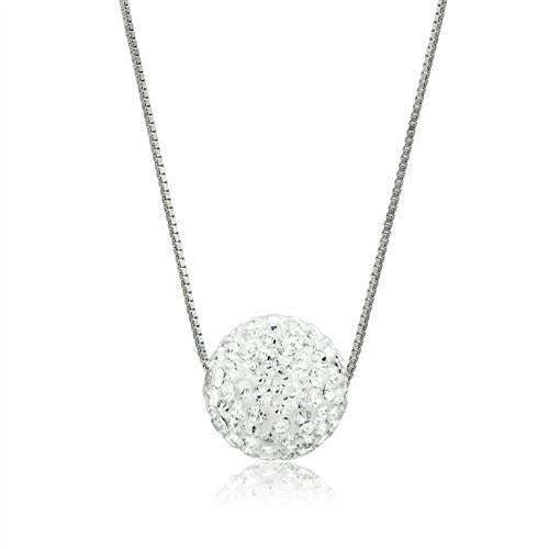 VL061 - Rhodium Brass Chain Pendant with Top Grade Crystal in Clear