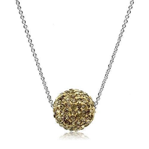 VL057 - Rhodium Brass Chain Pendant with Top Grade Crystal in Topaz