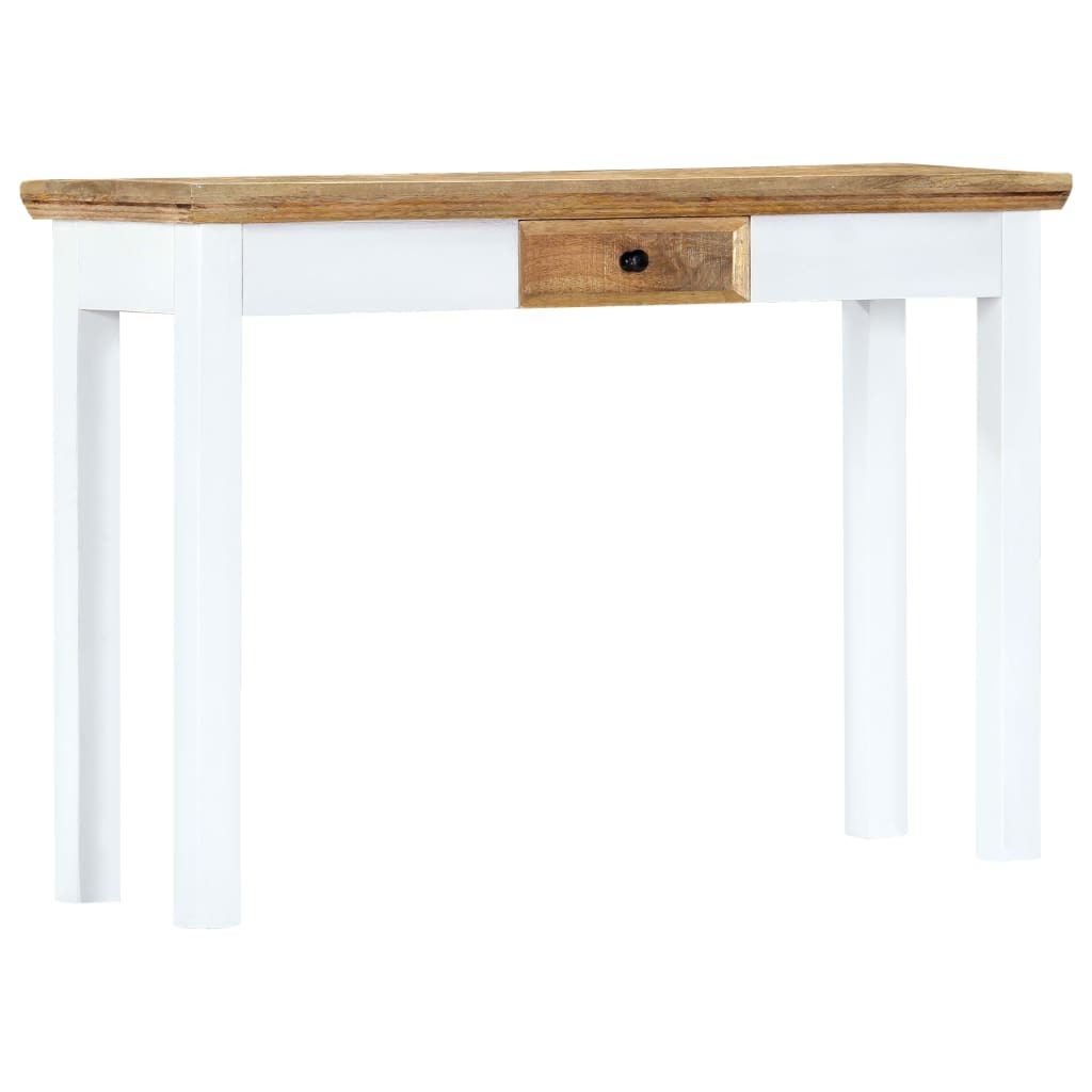 Console Table White and Brown 43.3"x13.7"x29.5" Solid Mango Wood