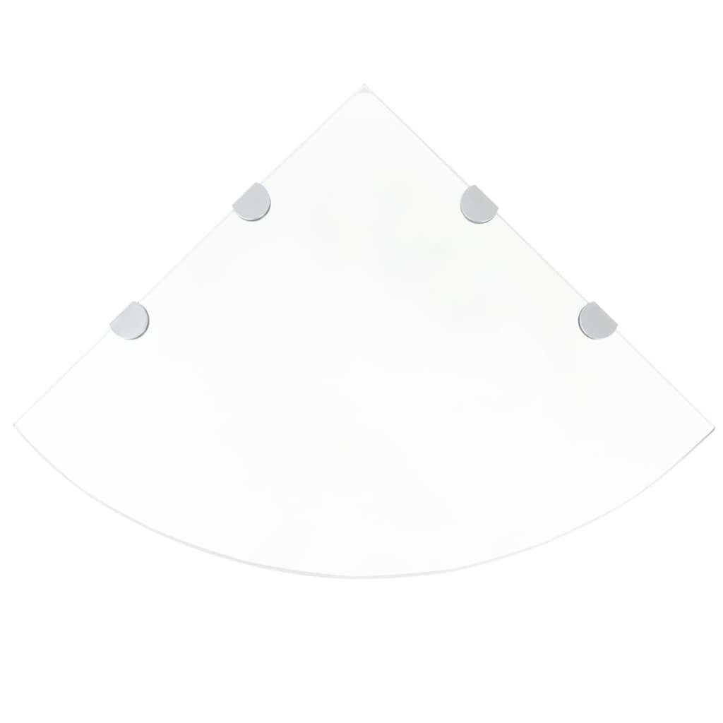 Corner Shelf with Chrome Supports Glass Clear 17.7"x17.7"