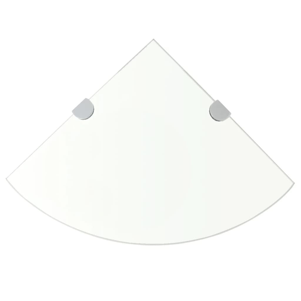 Corner Shelf with Chrome Supports Glass Clear 9.8"x9.8"
