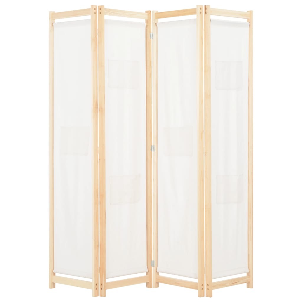 4-Panel Room Divider Cream 62.9"x66.9"x1.6" Fabric