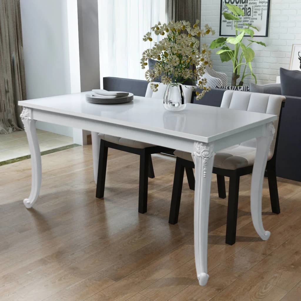 Dining Table 45.7"x26"x29.9" High Gloss White