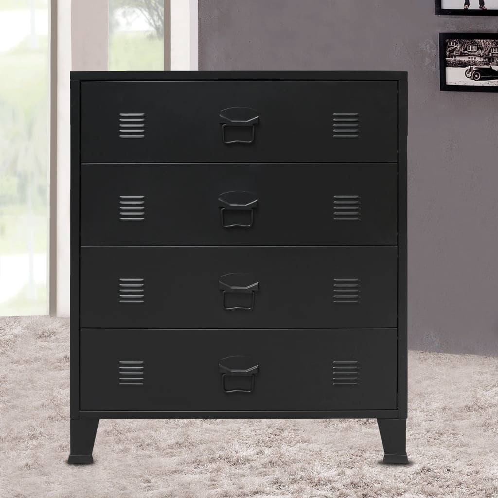Chest of Drawers Metal Industrial Style 30.7"x15.7"x36.6" Black